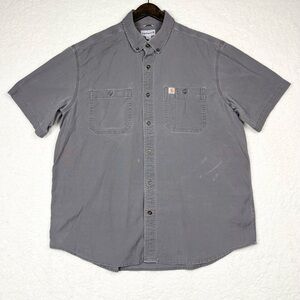 Carhartt Men’s Short Sleeve Button-Down Shirt - Gray Size XL